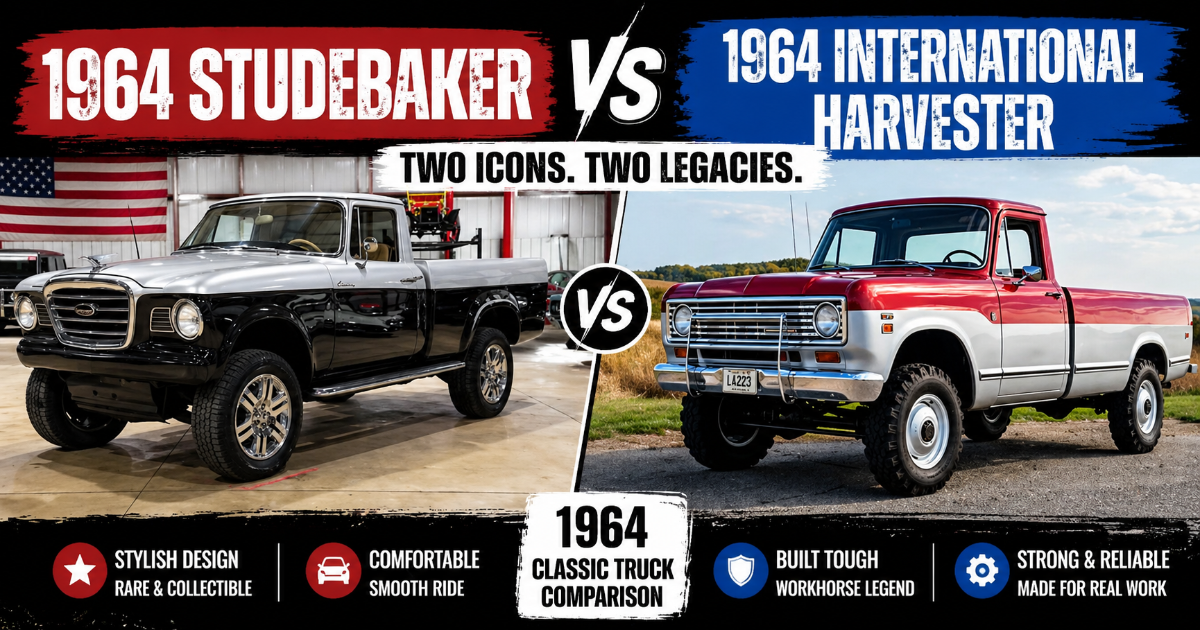 1964 Studebaker pickup vs 1964 International Harvester truck side by side comparison classic vintage pickups
