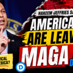 Hakeem Jeffries speaking as headline claims Americans are leaving MAGA and shifting toward Democrats
