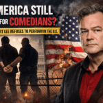 Stewart Lee highlighting concerns about comedian safety and free speech in the United States