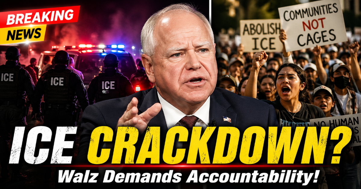 Tim Walz speaking about ICE agents accountability amid US immigration controversy