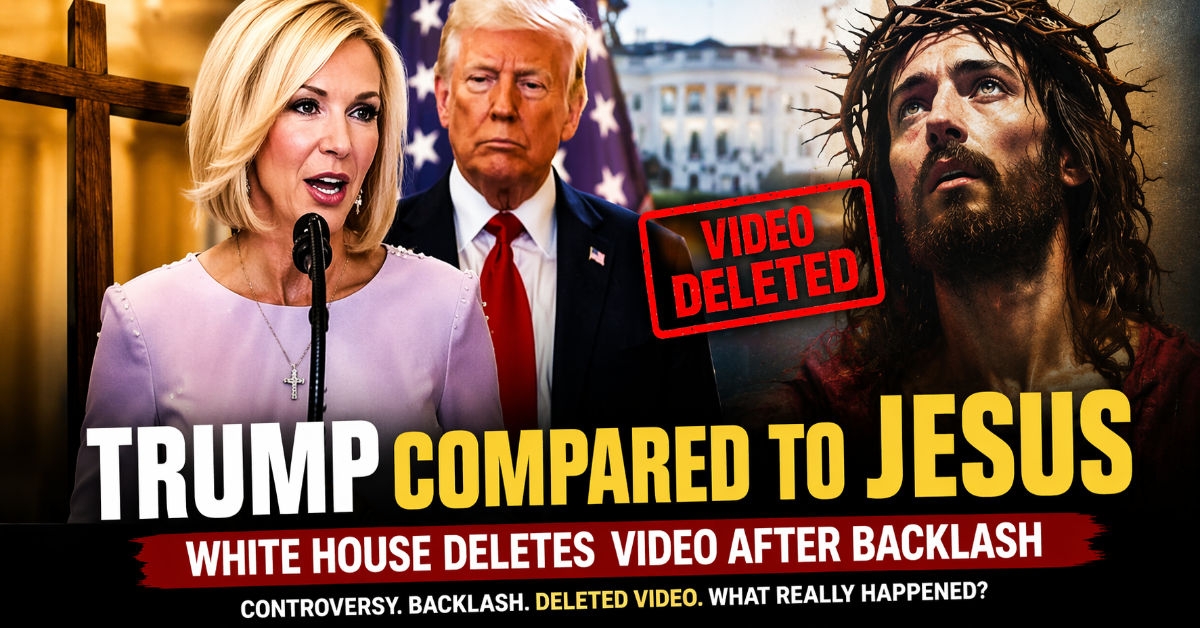 Donald Trump and Paula White-Cain at White House Easter event where Trump was compared to Jesus before video was deleted
