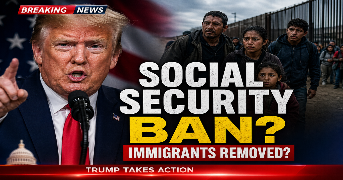 Donald Trump announcing policy about removing illegal immigrants from Social Security benefits in the United States