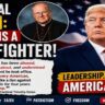 Donald Trump with Cardinal Timothy Dolan discussing leadership and public support in American politics.