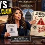 Kristi Noem speaking during a Senate hearing about unaccompanied migrant children and sponsor oversight